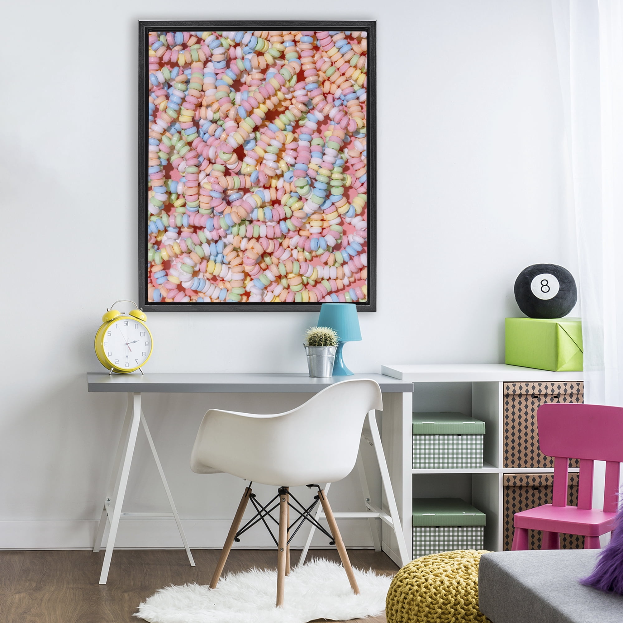 Stupell Industries Pastel Candy Necklace Black Framed Floater Canvas Wall Art, design by LISH Creative