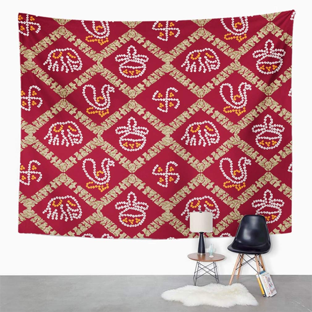 REFRED Red Abstract Bandhani Pattern Bandana Bandanna Beauty Close Color Dress Handkerchief Wall Art Hanging Tapestry Home Decor for Living Room Bedroom Dorm 60x80 inch Walmart