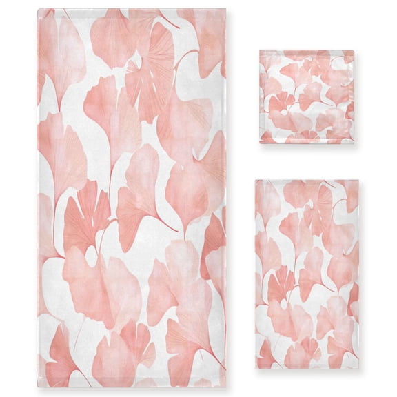 Three-Piece Towel Set Face Towel Towel Set Hand Towel Bath Towel Cotton Bath Towels Bath Towel Sets Hand Bath Towels Pink Leaf
