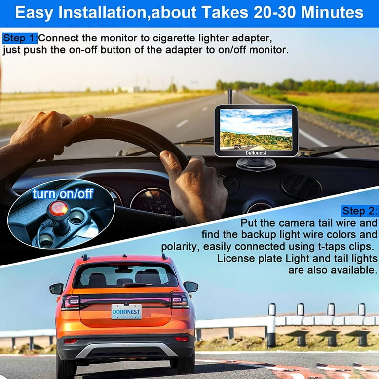 Wireless Backup Camera Truck Hitch Trailer - Easy Install Digital Stable  Signal HD 1080P Car Rear View Camera with 4.3 Inch Monitor System Super  Night