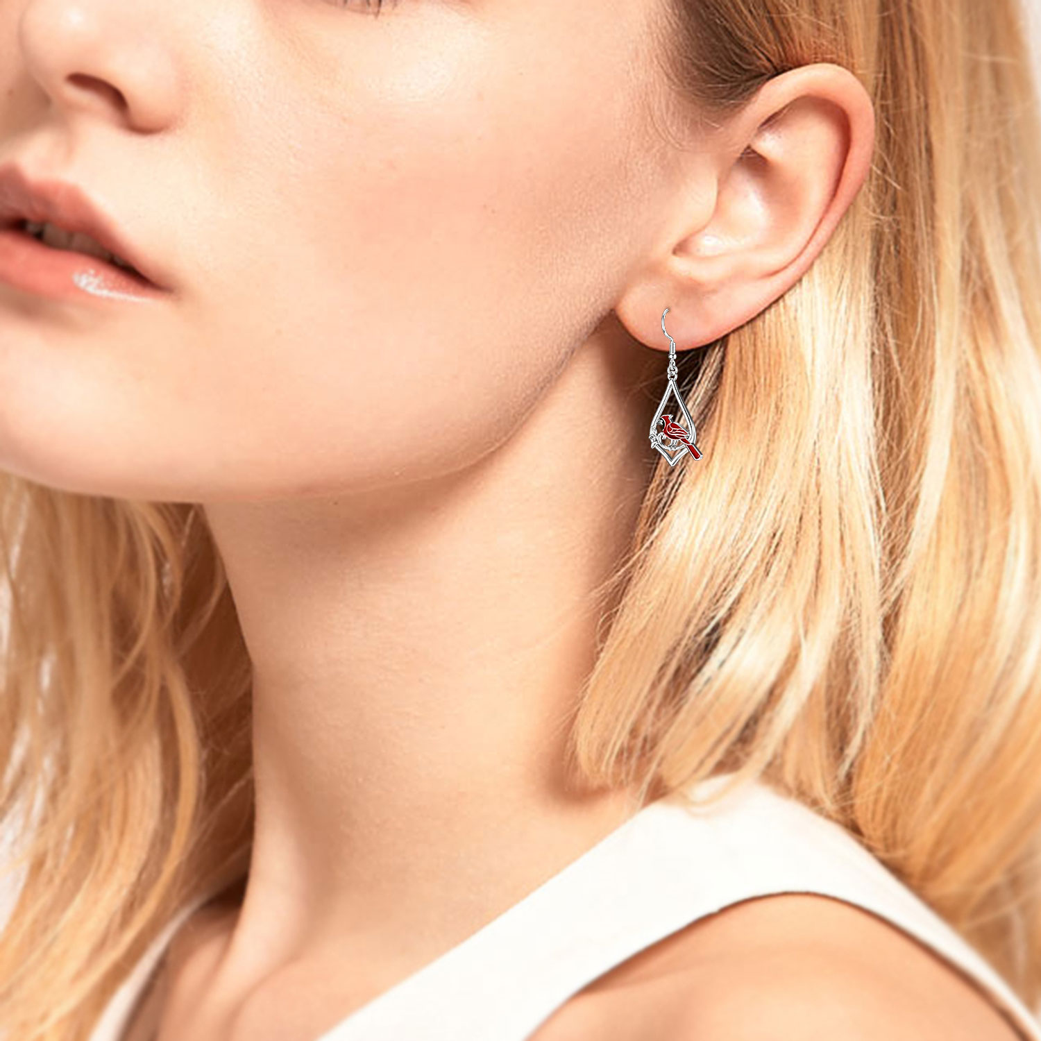 Coachuhhar Cardinal Earrings for Women 925 Sterling Silver Cardinal Dangling Earrings Bird Earrings Cute Animal Drop Earrings Cardinal Jewelry Gifts for Mother's Day Friends