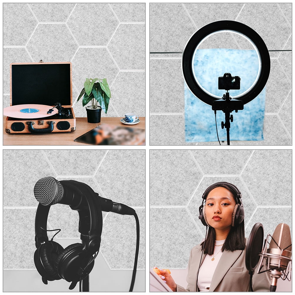 Raindrops 10Pcs Acoustic Wall Panels for Home Studio and Office 11.8X10.2X0.3in Hexagon Shape