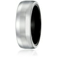 thumbnail image 2 of Men's Sapphire Tungsten and Titanium 8mm Black Interior Satin Finish Comfort Fit Wedding Band, Size 10, 2 of 4