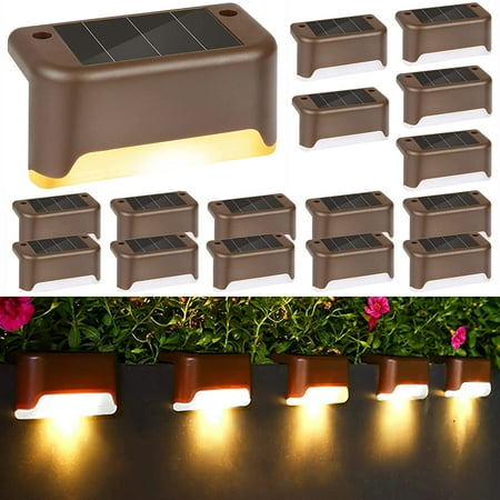 

Ledander 32 Pack Warm White Garden Landscape Step Deck Lights LED Solar Lamp Balcony Fence Lights Outdoor Waterproof Path Stair Wall Lighting(Brown)