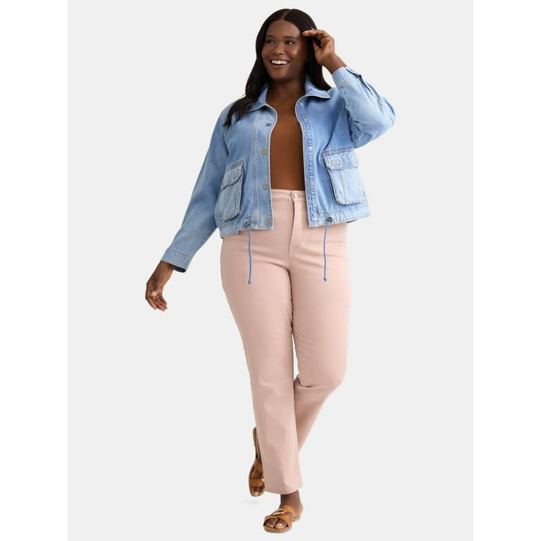 Terra & Sky Women's Plus Size Denim Utility Jacket, Sizes 0X Terra & Sky Women's Plus Size Denim Utility Jacket, Sizes 0X