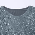 thumbnail image 6 of LWavelet Crew Neck Sequin Blouse Womens Plus Size 3/4 Puff Sleeve Asymmetric Hem Loose Fit Top Gray XL, 6 of 7