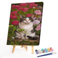 thumbnail image 2 of Cuadros Decorativos Pintura al óleo de animales por números Arte de pared pintado a mano DIY 40x50cm (Flor de gato) Tmvgtek embutido en tela, 2 of 9