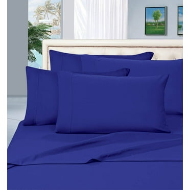 Elegant Comfort Series Blue Solid Print Microfiber Sheet Sets, Queen, 4 Pieces