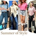 thumbnail image 6 of Enmain Womens Button Down Shirt Short Sleeve Collared Textured Summer Tops Casual Beach Shirt Red XL, 6 of 8