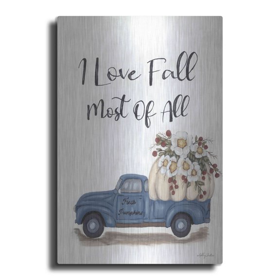 Luxe Metal Art 'I Love Fall Most of All' by Ashley Justice, Metal Wall Art, 24"x36"