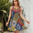 thumbnail image 7 of Mexican Talavera Ceramic Tile Pattern Dress Summer Street Style Dresses Female Sleeveless Printed Sundress, 7 of 7