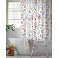 thumbnail image 2 of Split Shower Curtain for Transfer Bench, Botanical Flowers Fabric Shower Curtains for Bathroom, Watercolor Floral Plants Country Tub Sliding Transfer Bench Waterproof Bath Curtains 72"x84", 2 of 9