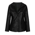 thumbnail image 4 of Meichang Long Sleeve Blazer for Women Leather Lapel Open Front Blazer Lightweight Single Breasted Overcoat Solid Color Outwear, 4 of 8
