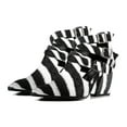 thumbnail image 3 of YDN Women Pointy Toe Cutout Ankle Boots Zippers Mid Chunky Heel Strappy Buckles Sandals Casual Dress Work Shoes Size 10.5 Zebra, 3 of 4