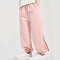 thumbnail image 2 of Lenpel Children's Summer Pants Toddler Boys Girls Summer Casual Elastic Waist Side Mesh Lantern Loose Trousers Baggy Joggers with Pockets, 2 of 3