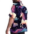 thumbnail image 3 of Starry Unicorn Men's Casual Printed Poplin Short Sleeve Button Down Beach Shirt with Spread Collar Top, 3 of 6