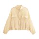 thumbnail image 4 of HH TRAF Chaqueta translúcida con efecto plisado para mujer, informal, de moda de otoño, para exteriores, elegante, con bolsillo con cremallera, para calle, 4 of 4