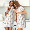 thumbnail image 4 of Balery Funny Chicken Camisón de manga corta con cuello redondo para mujer, cómodo y elegante., 4 of 6