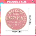 thumbnail image 3 of Decorative Door Sign "Welcome to My Happy Place" Funny Retro Metal Sign Round Wall Decor, 3 of 6
