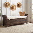 thumbnail image 6 of 43.5'' Wicker Upholstered Storage Bench with Ergonomic Arms for Entryway, Bedroom, or Patio, Synthetic Brown Wicker, 6 of 12