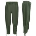 thumbnail image 4 of Meichang Womens Linen Pants Drawstring Elastic Waisted Cotton Linen Pants Solid Color Cinch Bottom Long Pants Comfy Lightweight Summer Pants, 4 of 7