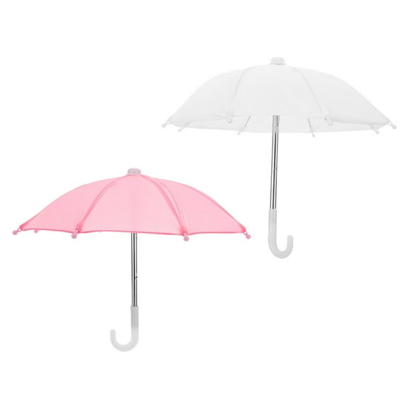 Toyvian Mini Umbrella Plastic White for Kids Garden Decor 2Pcs