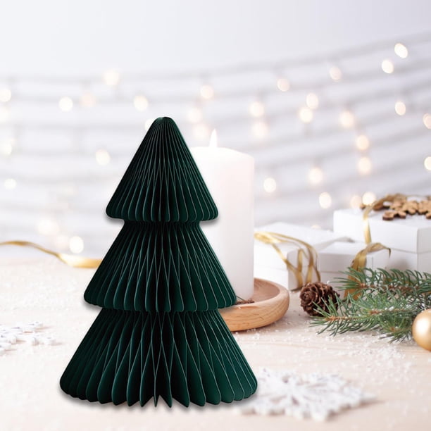 Adorno Navideño de Papel para árbol de Navidad, Estatua de árbol de Navidad, Manualidades, Adorno Decorativo de Mesa para El Hogar O La Sala de Estar. Verde 15 cm