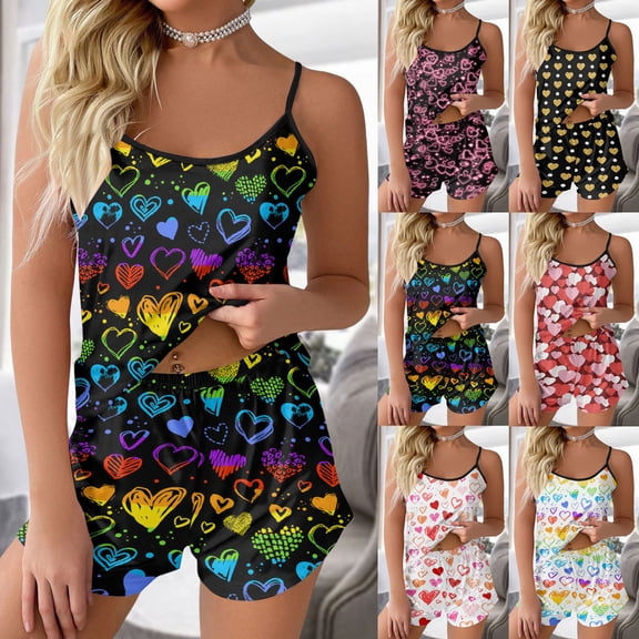 Women Satin Silk Pajamas Valentines Love Classic Long Sleeve Button Down Pjs Set Soft Loungewear Women Pjs Sets Hot Pink S