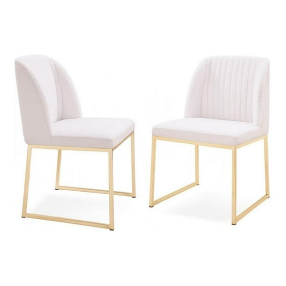 Limari Home Muir 19"  Faux Leather Dining Chairs in White Sherpa (Set of 2)