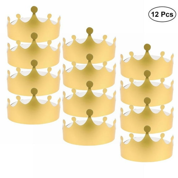 Fancy 12Pcs Paper Crown Golden King Crowns Gold Paper Party Crown Hat Cap for Birthday Celebration Baby Shower Photo Props Style 2