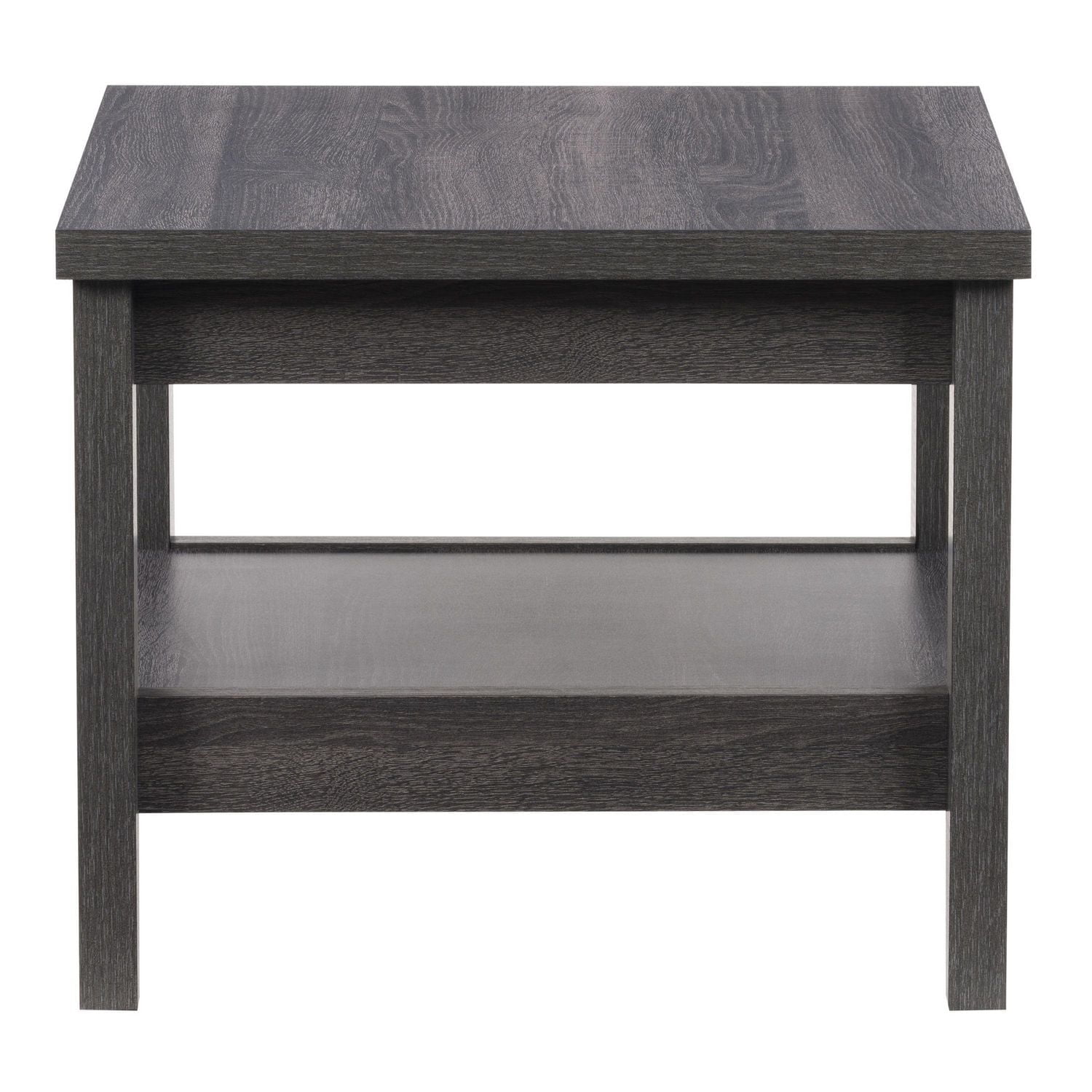 CorLiving Hollywood Dark Grey Faux Wood Square Indoor Side Table with Shelf