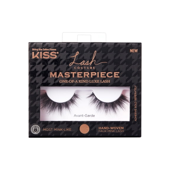 KISS Lash Couture Masterpiece False Eyelashes, Hand-Woven, Avant-Garde, Black, 1 Pair