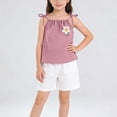 thumbnail image 5 of Asxite Girls 0-8 Years Solid Floral Sleeveless Tank Tops with Elastic Waist Pants 2 Piece Set Pink 3-4 Years, 5 of 5
