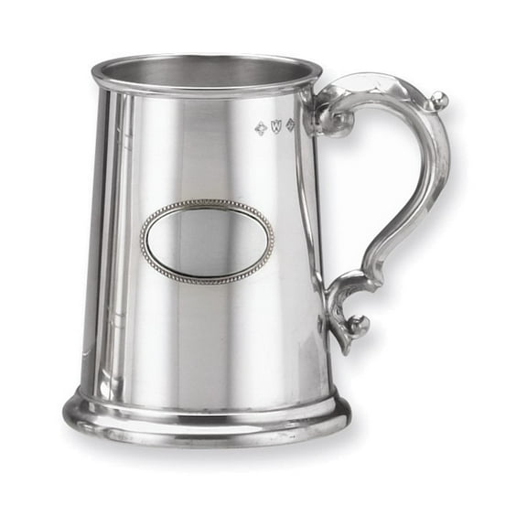 17 oz. Classic Stainless Steel Glass Bottom Pewter Plate Tankard