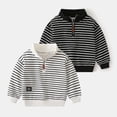 thumbnail image 3 of GYRATEDREAM Toddler Baby Boys' Contrast Color Stand Collar Striped Sweatshirt Kids Spring Autumn Casual Long Sleeve Pullover with Half Zipper Patch for 2-10 Years, 3 of 4