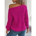 thumbnail image 3 of Womens Casual Off Shoulder Sweater Loose Batwing Long Sleeve Pullover Sweater Crochet Hollow Knit Jumper Tops, 3 of 7