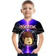 thumbnail image 1 of T-shirt à Manches Courtes Imprimé Roblox pour Garçons, Basique, Décontracté, 1 of 1