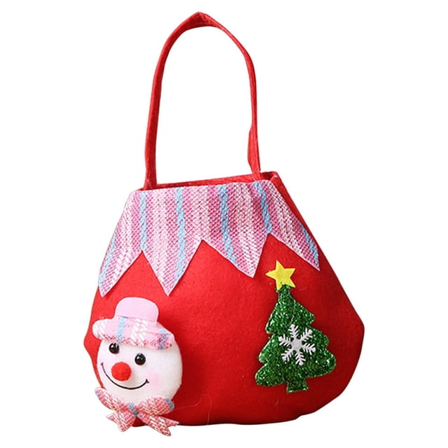 Uuowzo Christmas Gift Bag Christmas Eve Gift Bag Handbag Santa Snowman Candy Bag Household Goods Used in Winter, A