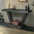 thumbnail image 4 of CQSXDA 60 Inches Vintage Distressed Wood Entryway Bench with Two-Tier Solid Wood Storage Cabinet for Living Room and Hallway, Antique Black, 4 of 10