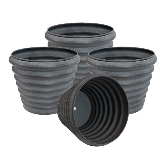 Sunnydaze Molly Metal Planter - 12.5 in - Matte Gray - Set of 4