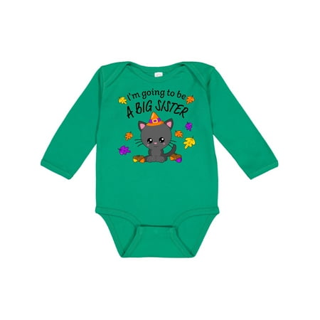 

Inktastic I m Going to be a Big Sister- cute Halloween cat Gift Baby Girl Long Sleeve Bodysuit