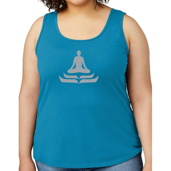 Women's Lotus Pose Yoga Mid-weight Tanktop, Small Neon Blue