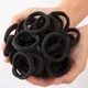 thumbnail image 3 of 10/100 Uds. Bandas básicas negras para el cabello para mujeres y niñas, cuerdas de goma simples de alta elasticidad, diadema, lazos, coleteros de 2-5c, 3 of 5