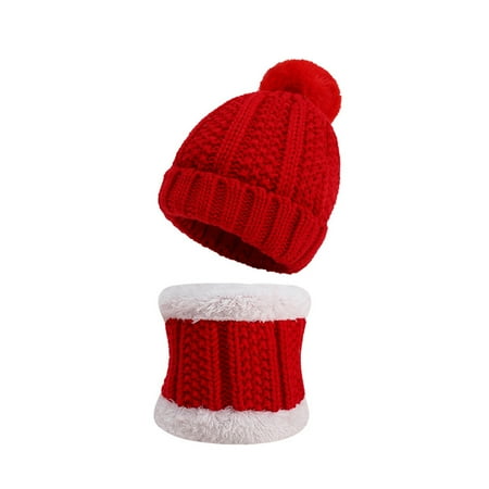 

Girls Sun Hat Boys Soft Warm Knit Winter With Scarf Summer Hat Red One Size 0-3Y