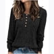 thumbnail image 1 of Suéter de cuello redondo para mujer, informal, liso, de invierno, de manga larga, con botones, de punto cepillado, holgado, para mujer, 1 of 7