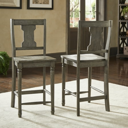 Weston Home Knudson Reclaimed Grey Finish 24 Inch Splat Counter Height Chair Set Of 2