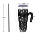 thumbnail image 4 of 40oz Tumbler,Black Halloween Cat Skull Pattern Insulated Tumblers with Removable Handle,Stainless Steel Double Vacuum Coffee Tumbler Cup with Straw for Home,Office,Travel,Party, 4 of 5