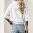 thumbnail image 6 of LEKWK Cropped Hoodie Women Drop Shoulder Short Sleeve Sweatshirt Drawstring Loose Fit Pullover Tops with Pocket Fall Casual Activewear White XXL, 6 of 7