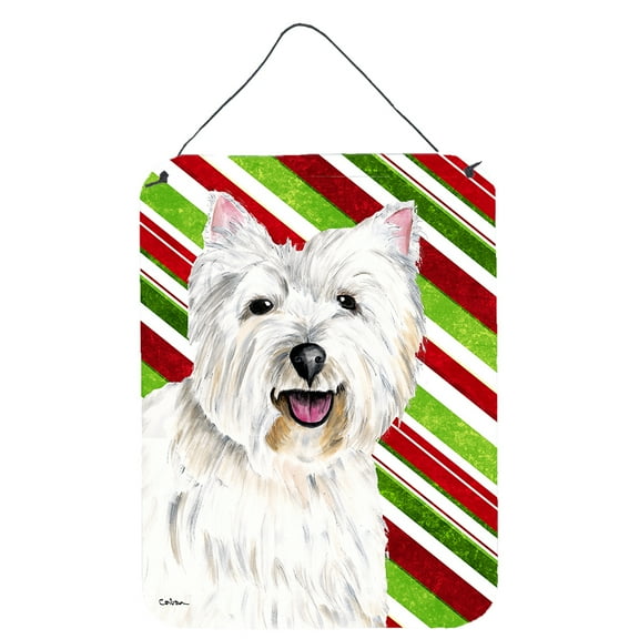 Westie Candy Cane Holiday Christmas Wall or Door Hanging Prints