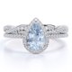 thumbnail image 1 of JeenMata Anillo de Bodas con Diseño Art Déco de 1,25 Quilates de Aguamarina y Moissanita Talla Pera Engastado en Oro Blanco de 18 K sobre Plata, 1 of 6